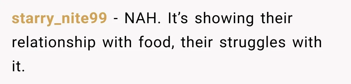 Woman Offers Candy, But Office Drama Over “Naughty” Snacking Pushes Her To The Edge starry_nite99 − NAH. It’s showing their relationship with food, their struggles with it.