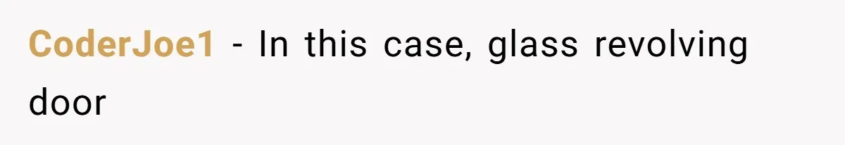 Former Employee Guides Colleagues To Leave Honest Reviews At Toxic Nonprofit CoderJoe1 − In this case, glass revolving door