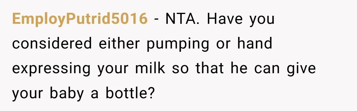Mom Wants To Keep Her Night Routine, But Her Partner Wants Her To Change It EmployPutrid5016 − NTA. Have you considered either pumping or hand expressing your milk so that he can give your baby a bottle?