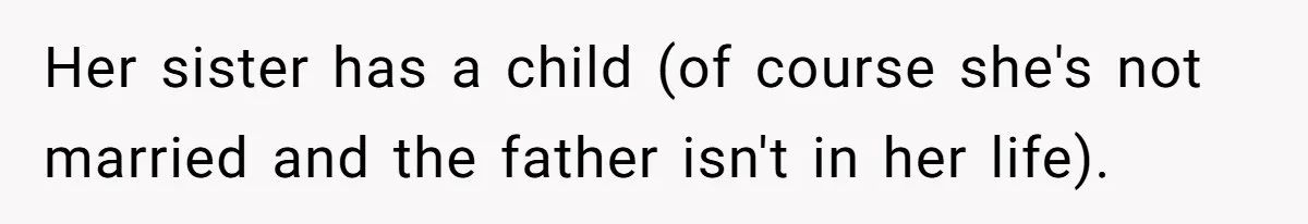 Newlywed Husband Demands Wife Stop Raising Her Sister's Child Before Their Marriage Collapses Her sister has a child (of course she's not married and the father isn't in her life).