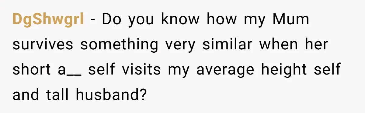 Tall Wife Snaps At Short Mother In Law Over Kitchen Stuffs Rearrangement DgShwgrl − Do you know how my Mum survives something very similar when her short a__ self visits my average height self and tall husband?