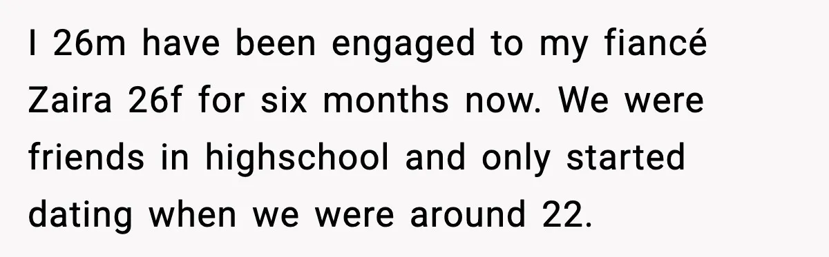 Woman Shuts Down “Pick Me” Friend, Boyfriend Stays Silent I 26m have been engaged to my fiancé Zaira 26f for six months now. We were friends in highschool and only started dating when we were around 22.