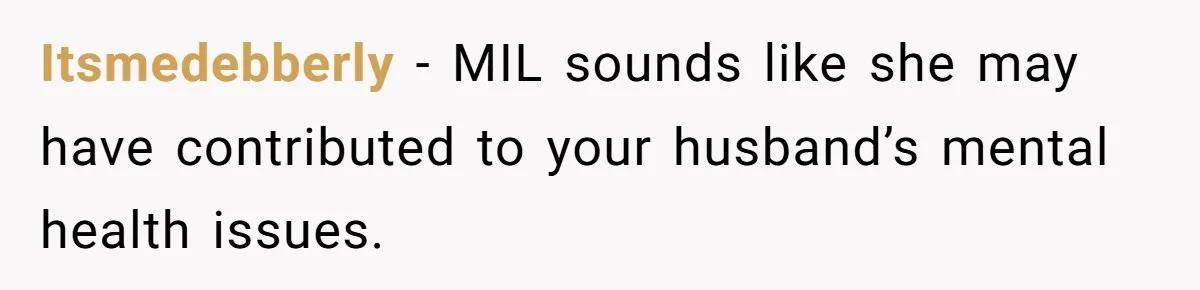 Itsmedebberly − MIL sounds like she may have contributed to your husband’s mental health issues.