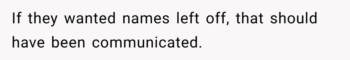 If they wanted names left off, that should have been communicated.