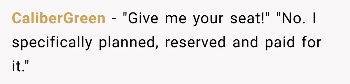 Man Refuses To Give Up Paid Seat, Pregnant Passenger Calls Him Out CaliberGreen − "Give me your seat!" "No. I specifically planned, reserved and paid for it."