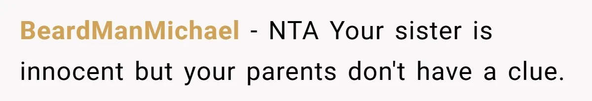 Parents Admit Sister Is Affair Child And Say They Never Loved Her, Brother Cuts Them Off To Stand By Her BeardManMichael − NTA Your sister is innocent but your parents don't have a clue.