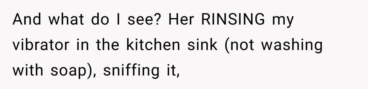 Roommate Sneaks Into Couple’s Bedroom And Uses Her Vibrator, Now They Feel Completely Violated And what do I see? Her RINSING my vibrator in the kitchen sink (not washing with soap), sniffing it,
