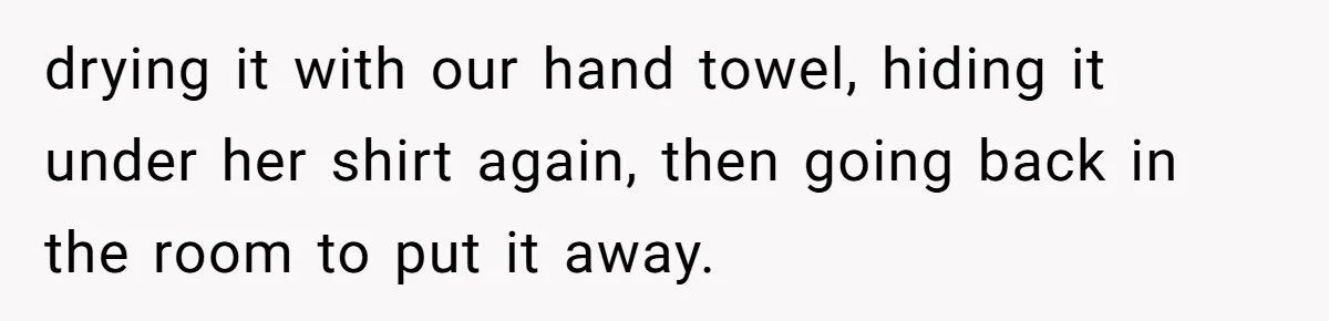 Roommate Sneaks Into Couple’s Bedroom And Uses Her Vibrator, Now They Feel Completely Violated drying it with our hand towel, hiding it under her shirt again, then going back in the room to put it away.