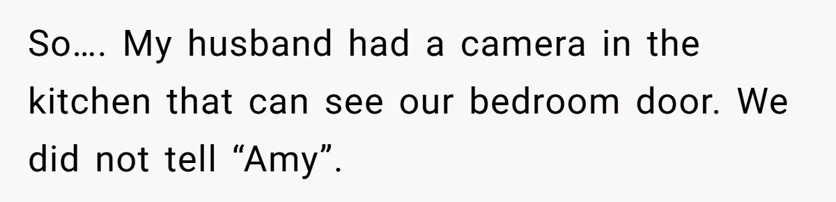 Roommate Sneaks Into Couple’s Bedroom And Uses Her Vibrator, Now They Feel Completely Violated So…. My husband had a camera in the kitchen that can see our bedroom door. We did not tell “Amy”.