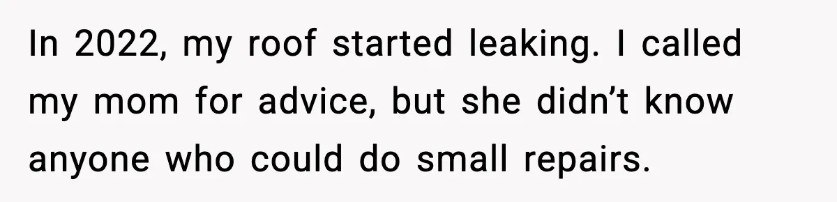 Daughter Refuses To Let Her Kids See Her Mother After She Sold The Home She Paid For In 2022, my roof started leaking. I called my mom for advice, but she didn’t know anyone who could do small repairs.