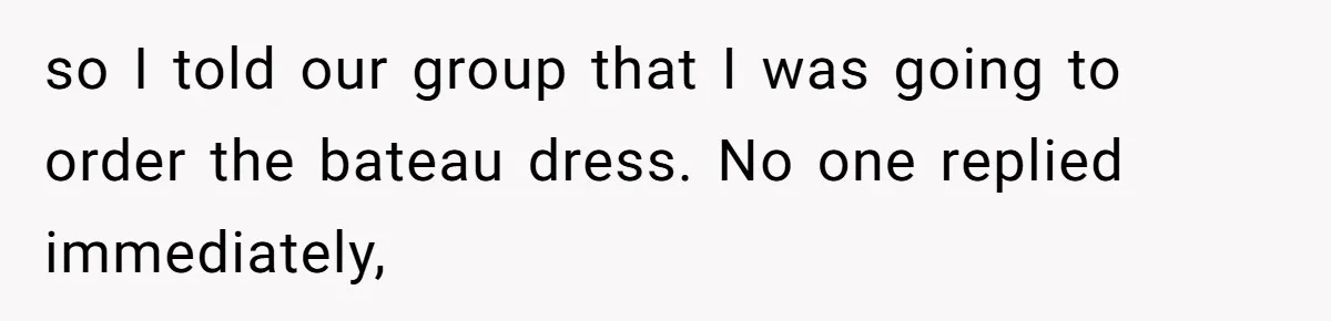 so I told our group that I was going to order the bateau dress. No one replied immediately,