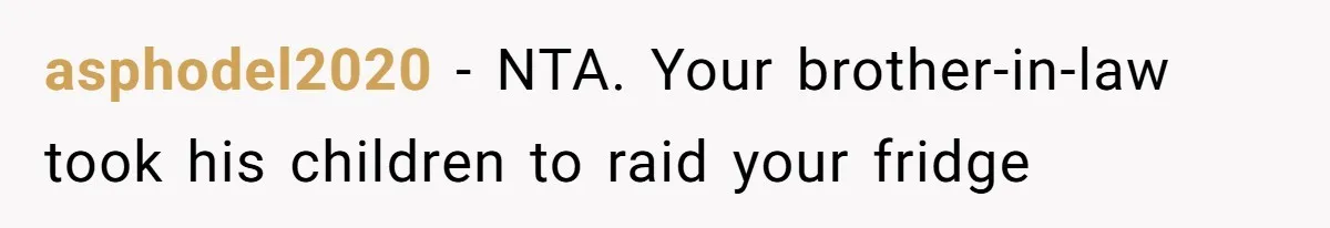 asphodel2020 − NTA. Your brother-in-law took his children to raid your fridge