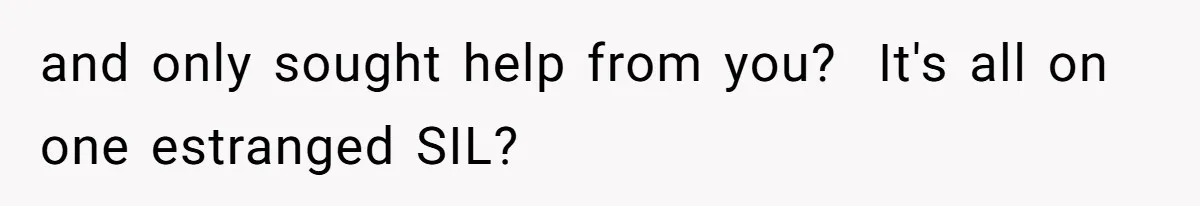 and only sought help from you?  It's all on one estranged SIL?