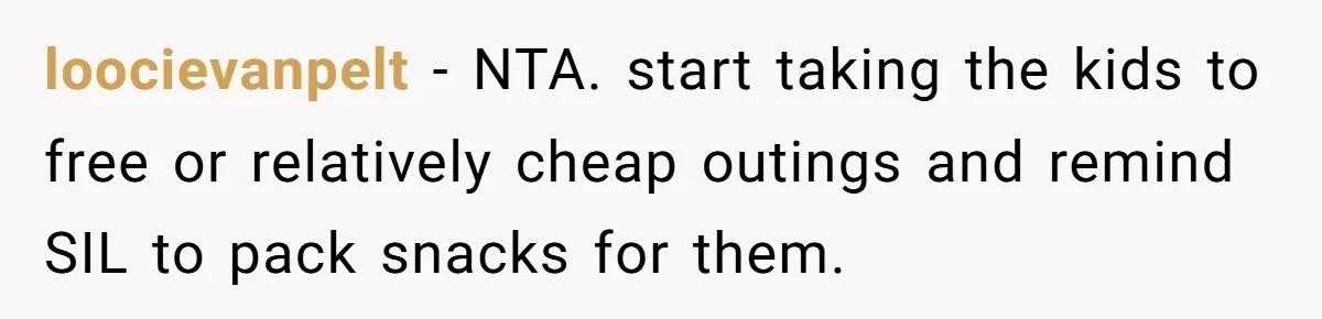 Family Drama Over $50 of Leftover Paint After Thousands Spent on Niblings loocievanpelt − NTA. start taking the kids to free or relatively cheap outings and remind SIL to pack snacks for them.