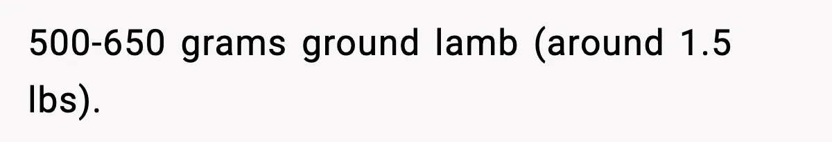 500-650 grams ground lamb (around 1.5 lbs).