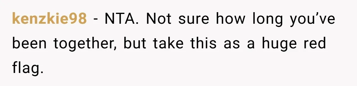 kenzkie98 − NTA. Not sure how long you’ve been together, but take this as a huge red flag.