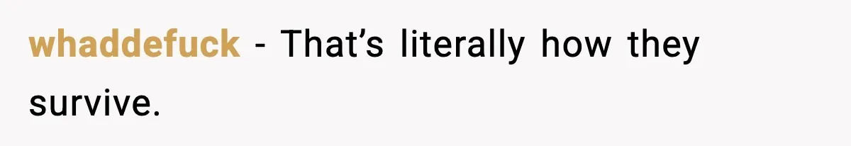 whaddefuck - That’s literally how they survive.