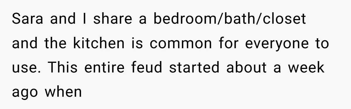 My Roommates Think I Am in the Wrong for Trying to Report My Stolen Passport Sara and I share a bedroom/bath/closet and the kitchen is common for everyone to use. This entire feud started about a week ago when