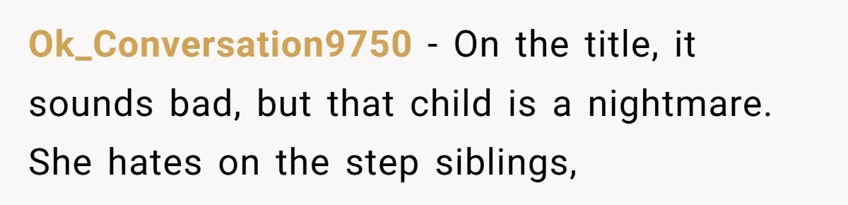 The Annual Trip That Started a War: Why This Aunt Stands Her Ground Ok_Conversation9750 − On the title, it sounds bad, but that child is a nightmare. She hates on the step siblings,