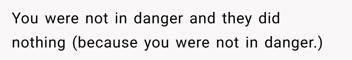 You were not in danger and they did nothing (because you were not in danger.)