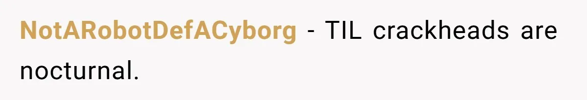 NotARobotDefACyborg − TIL crackheads are nocturnal.
