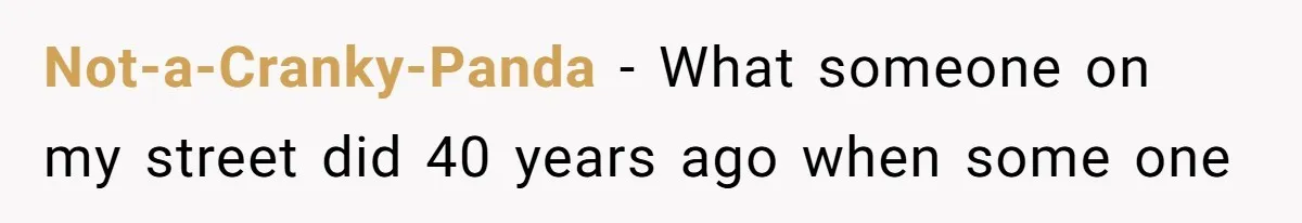 Not-a-Cranky-Panda − What someone on my street did 40 years ago when some one