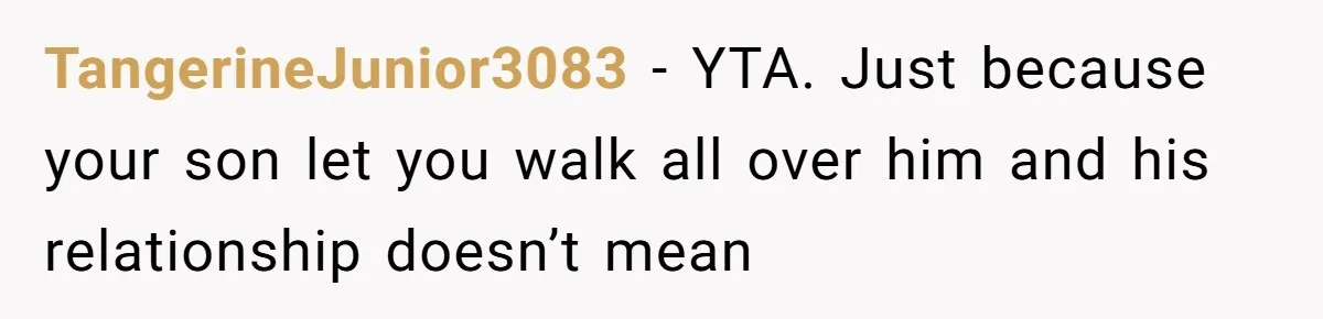 Mom Tries To Enforce Old Rules, Daughter Refuses And Chooses A Hotel Instead TangerineJunior3083 − YTA. Just because your son let you walk all over him and his relationship doesn’t mean