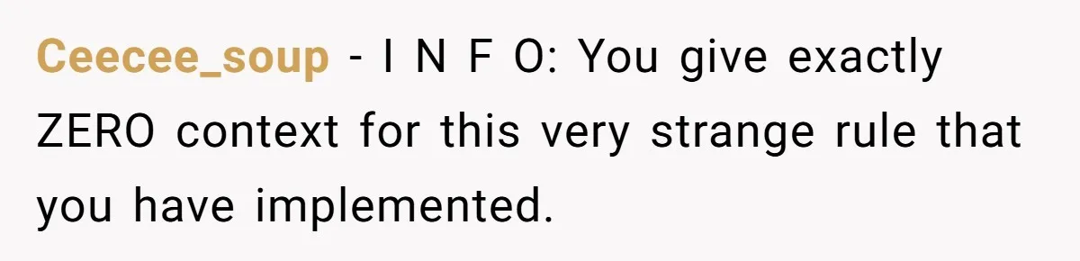 Mom Tries To Enforce Old Rules, Daughter Refuses And Chooses A Hotel Instead Ceecee_soup − I N F O: You give exactly ZERO context for this very strange rule that you have implemented.