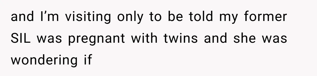 and I’m visiting only to be told my former SIL was pregnant with twins and she was wondering if