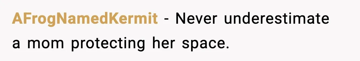 AFrogNamedKermit - Never underestimate a mom protecting her space.