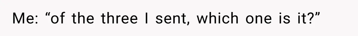 Me: “of the three I sent, which one is it?”
