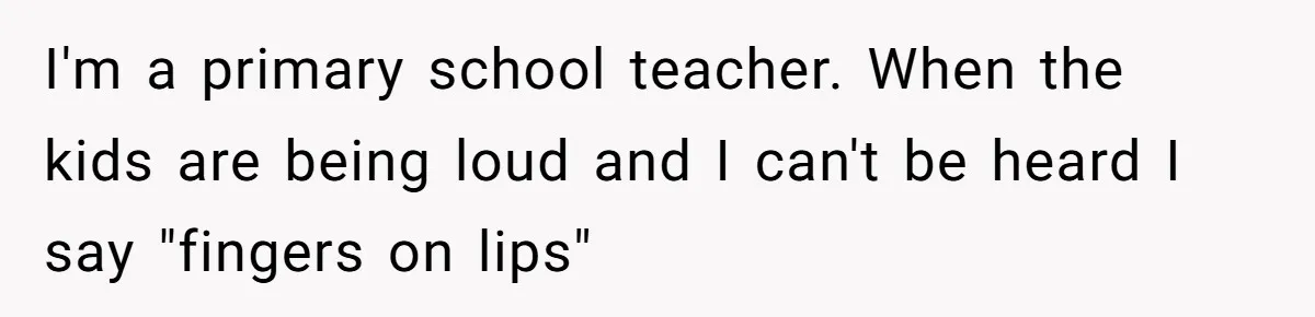 I'm a primary school teacher. When the kids are being loud and I can't be heard I say "fingers on lips"