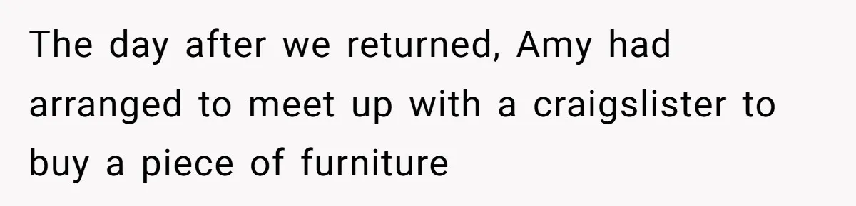 The day after we returned, Amy had arranged to meet up with a craigslister to buy a piece of furniture