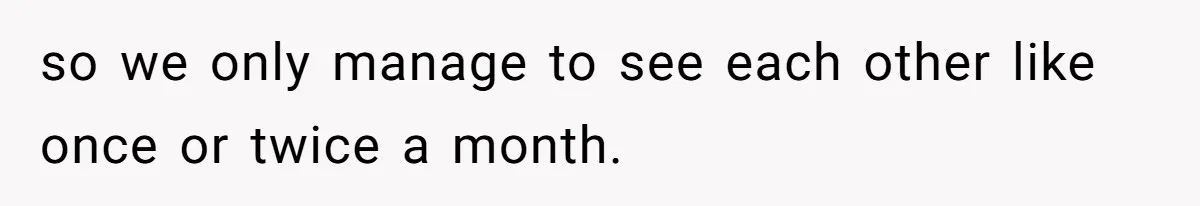 so we only manage to see each other like once or twice a month.