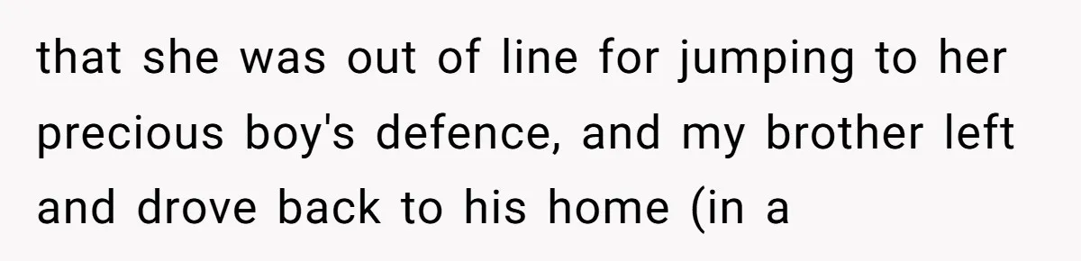 Family Tensions Explode After Brother Insists on Using Slurs in the Home that she was out of line for jumping to her precious boy's defence, and my brother left and drove back to his home (in a