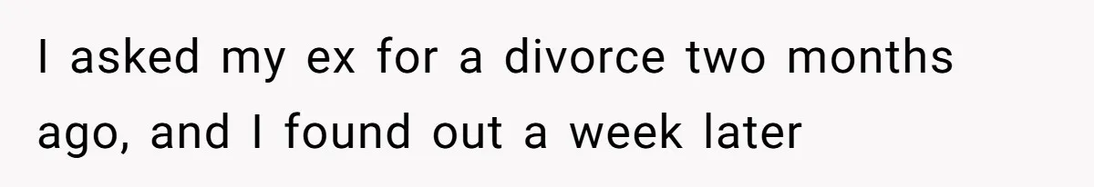 Woman Calls Sister’s Husband “A Piece of S__t” After He Defends Her Ex In Divorce I asked my ex for a divorce two months ago, and I found out a week later