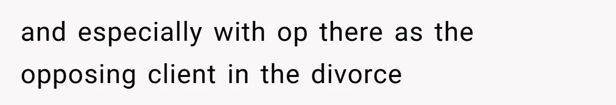 Woman Calls Sister’s Husband “A Piece of S__t” After He Defends Her Ex In Divorce and especially with op there as the opposing client in the divorce