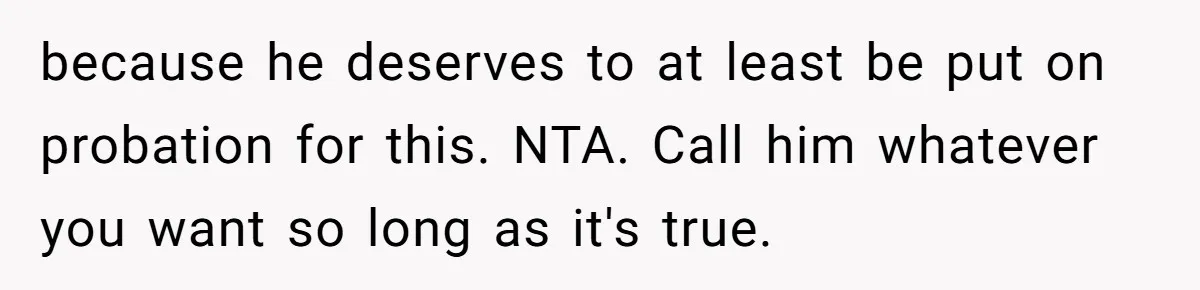 Woman Calls Sister’s Husband “A Piece of S__t” After He Defends Her Ex In Divorce because he deserves to at least be put on probation for this. NTA. Call him whatever you want so long as it's true.