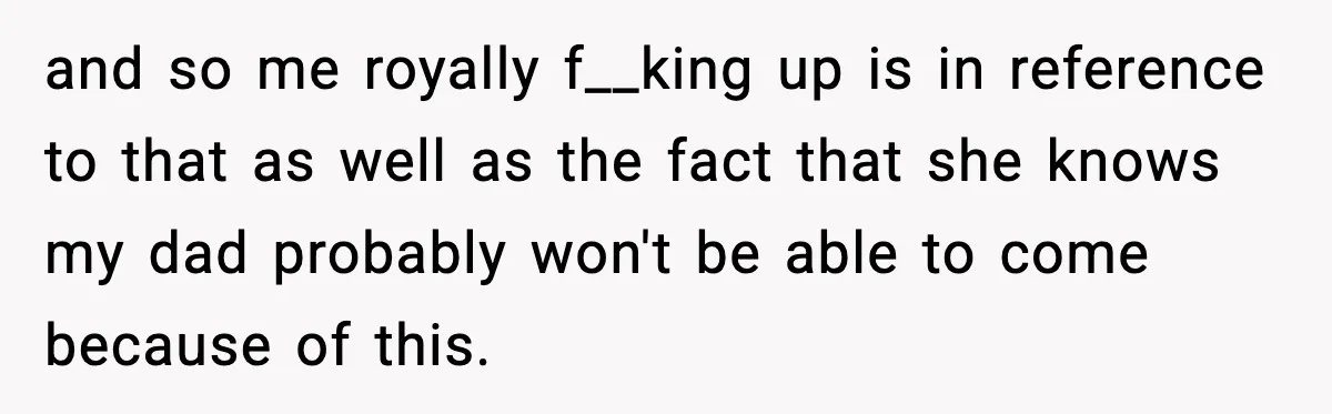 Groom Uninvites Family After Mom Calls Fiancée A Gold Digger and so me royally f__king up is in reference to that as well as the fact that she knows my dad probably won't be able to come because of this.