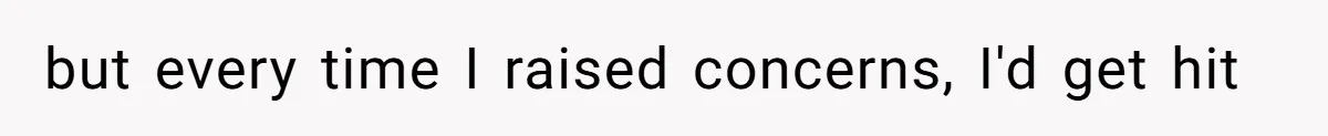 but every time I raised concerns, I'd get hit