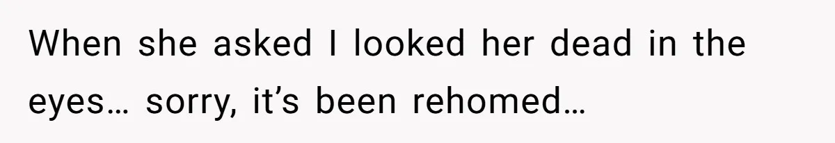 When she asked I looked her dead in the eyes… sorry, it’s been rehomed…