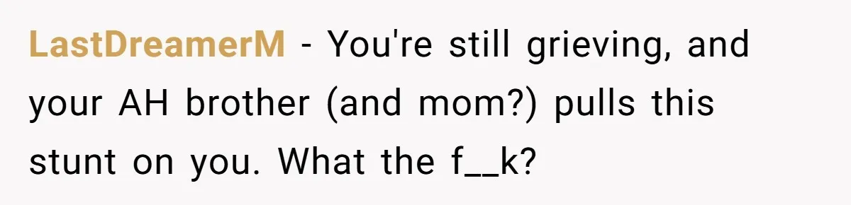 She Kicks Brother Out After He Steals Her Piano, Now Family Calls Her Cruel LastDreamerM − You're still grieving, and your AH brother (and mom?) pulls this stunt on you. What the f__k?