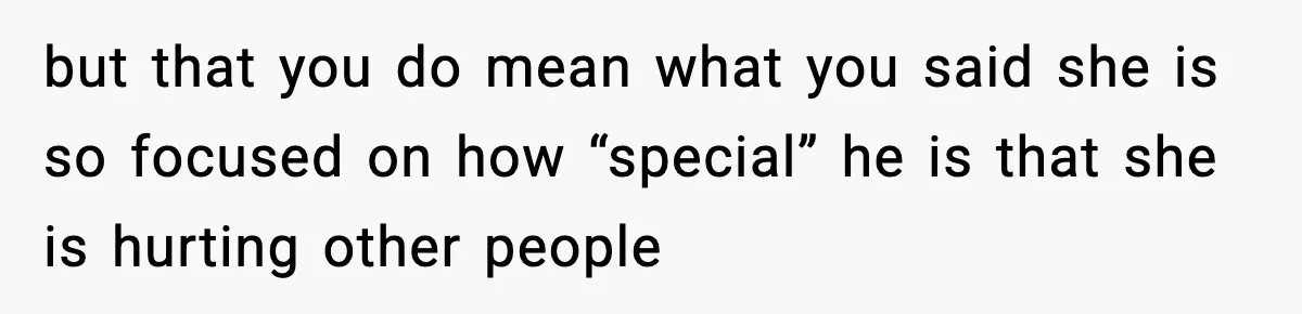 Mom Calls Nephew A Spoiled Brat After He Tries To Push Birthday Cake Off The Table but that you do mean what you said she is so focused on how “special” he is that she is hurting other people