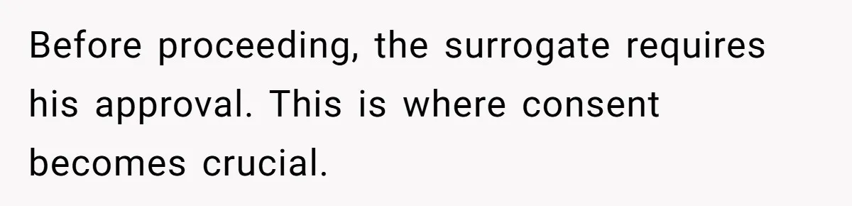 Before proceeding, the surrogate requires his approval. This is where consent becomes crucial.