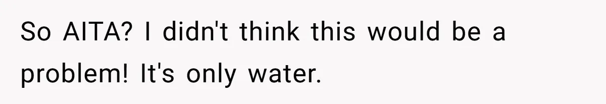 So AITA? I didn't think this would be a problem! It's only water.