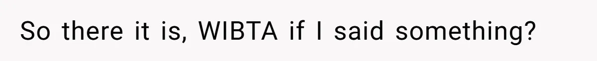 So there it is, WIBTA if I said something?