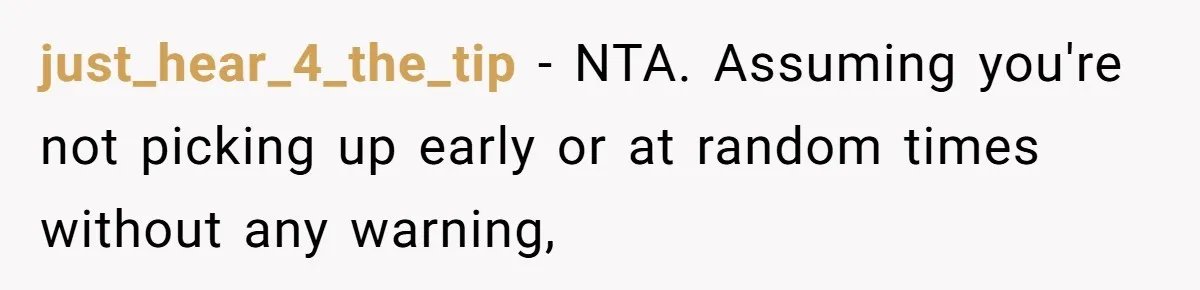 Mom Refuses To Let Toddler Finish Cleaning Toys At Daycare Because She’s Running Late just_hear_4_the_tip − NTA. Assuming you're not picking up early or at random times without any warning,