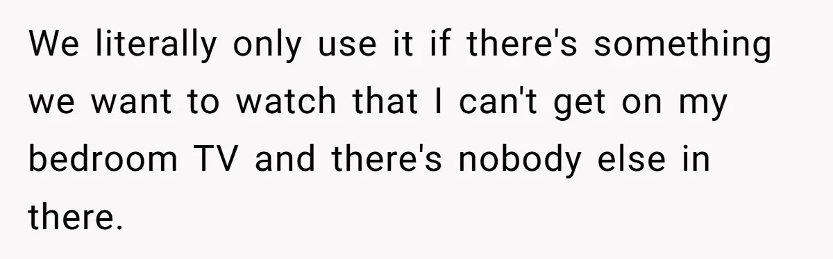 Roommates Ban One Man’s Boyfriend From Visiting, But Everyone Else’s Partner Is Fine We literally only use it if there's something we want to watch that I can't get on my bedroom TV and there's nobody else in there.