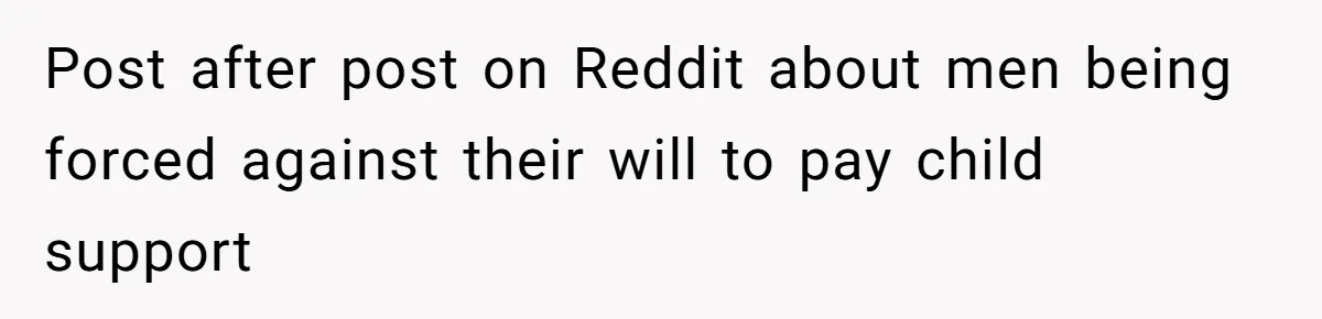 Post after post on Reddit about men being forced against their will to pay child support