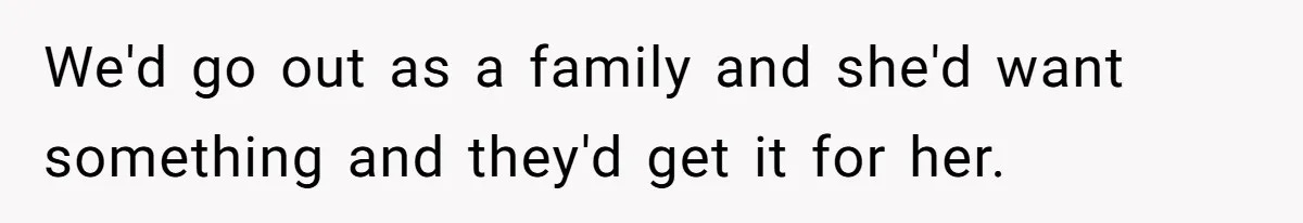 Teen Girl Exposes Parents’ Favoritism After Sister Calls Her Ungrateful For Wanting To Leave Home We'd go out as a family and she'd want something and they'd get it for her.